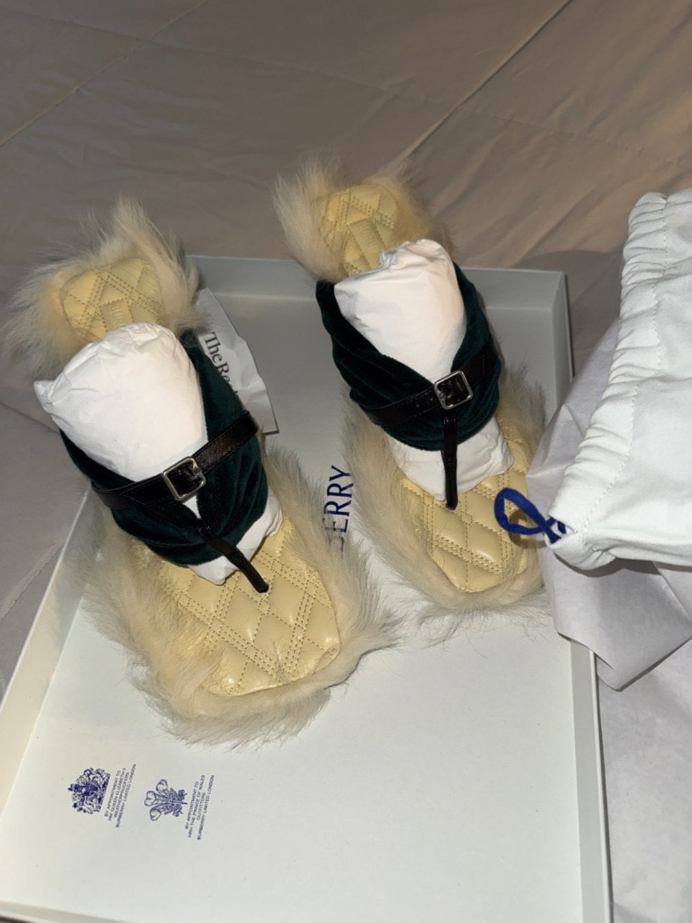 Burberry Strappy Faux Fur heels